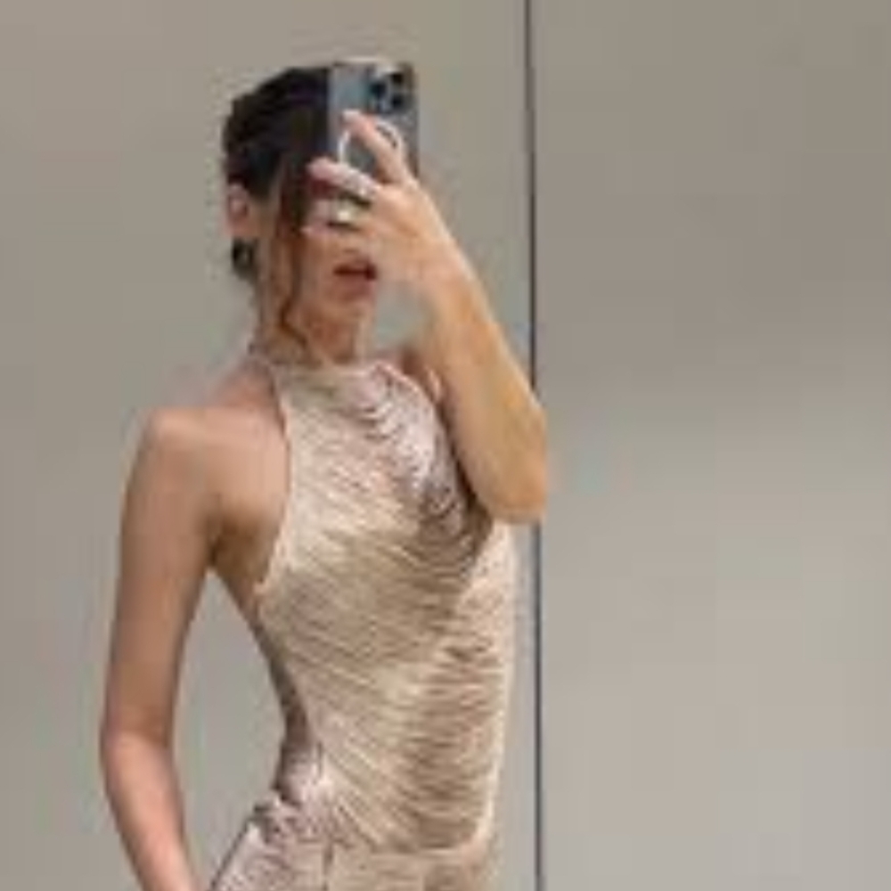 Zara Pale Pink/Beige Halter Top- Rare sold out! STUNNING.  Dress up or down.